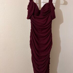 Windsor Ruched Wine Midi Dress